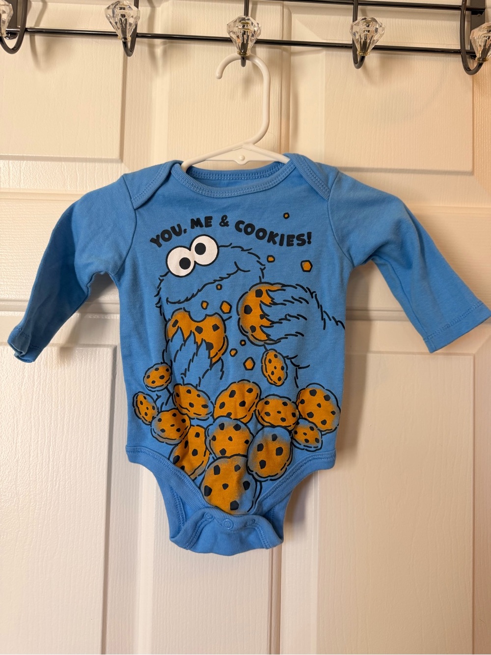 Sesame Street Blue Cookie Monster Long-Sleeve One-Piece